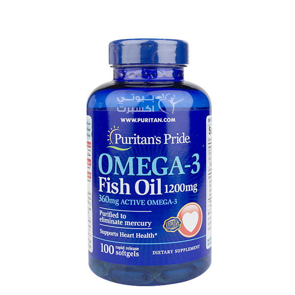 Puritan's Pride Omega-3 Fish Oil 1200mg Active Omega-3 360mg 100Softgels