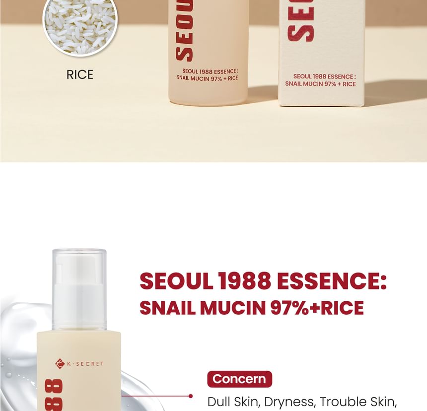 K-Secert Seoul1988 Essence Snail Mucin 97% +Rice 100Ml